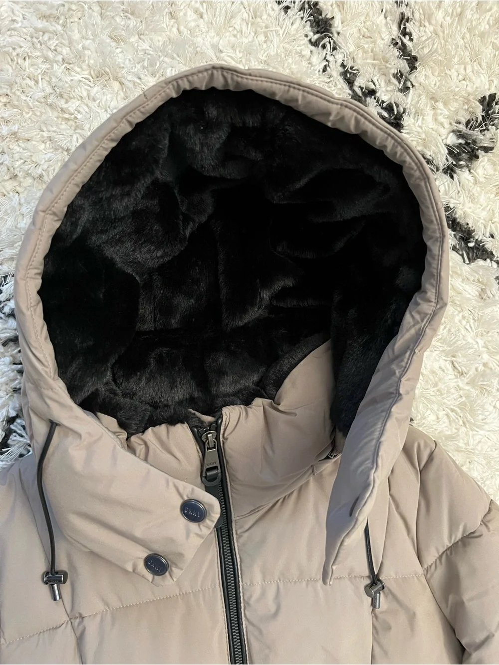 DKNY Women’s Long Puffer Coat with Hood in Taupe - Picture 2 of 5